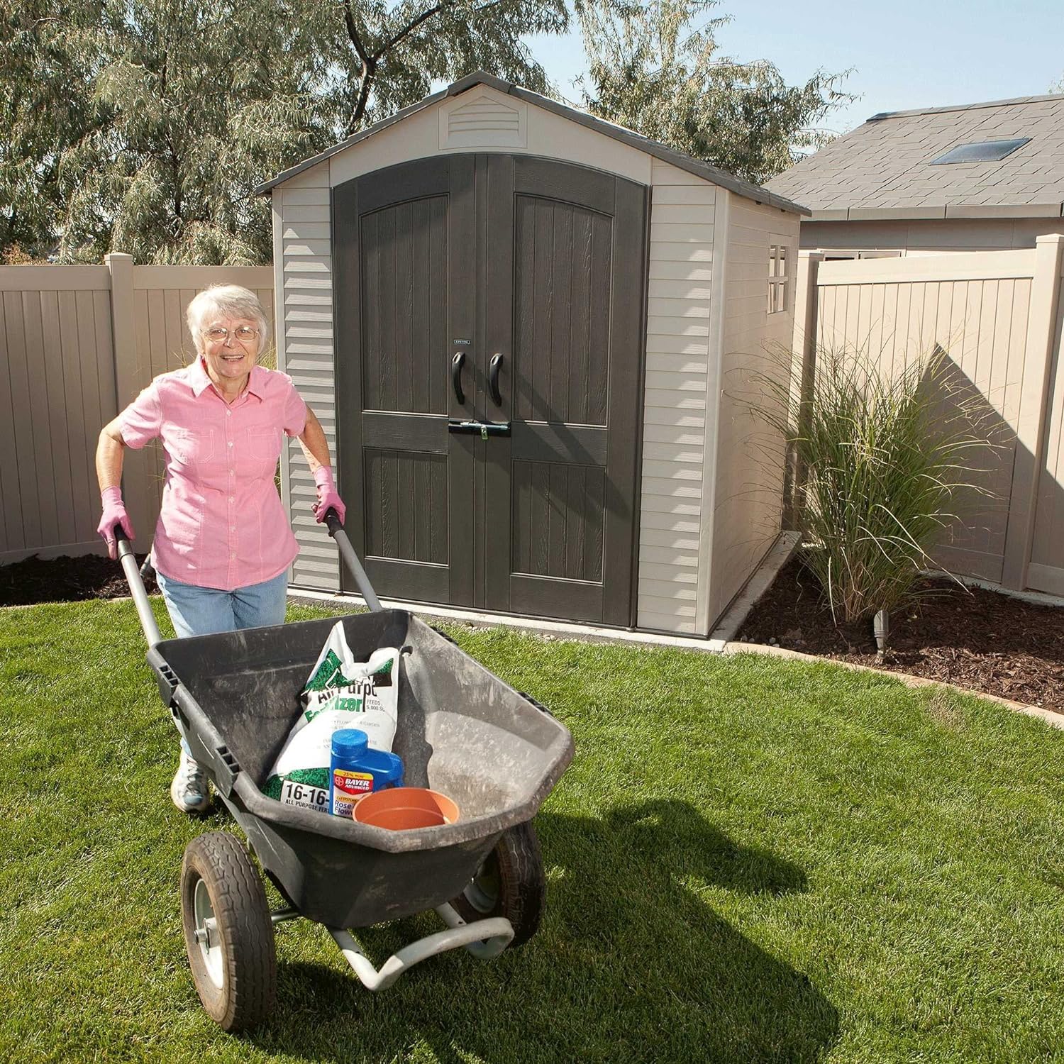 Lifetime 60190 7 x 7ft Heavy Duty Plastic Shed, Beige