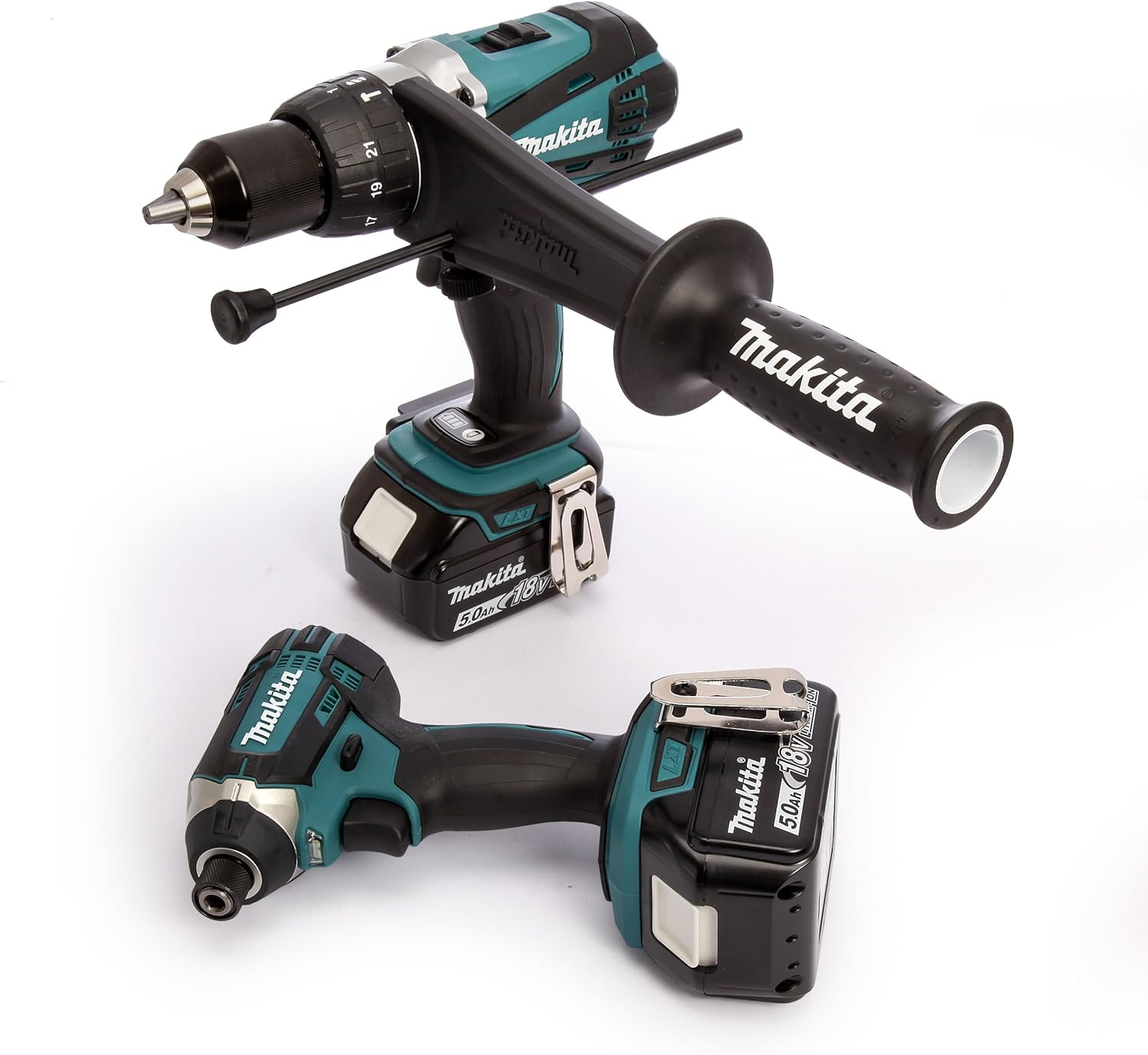 Makita DLX2145TJ 18V Li-ion LXT 2 Piece Combo Kit comprising DHP458Z and DTD152Z Complete with 2 x 5.0 Ah Li-ion Batteries and Charger Supplied in a Makpac Case