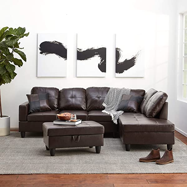 Beverly Fine Funiture Sectional Sofa Set, 92A White