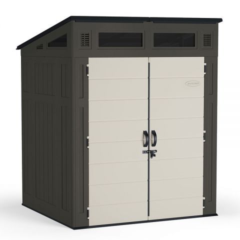 6' x 5' Suncast Modernist Plastic Garden Storage Shed - Peppercorn (1.89m x 1.73m)