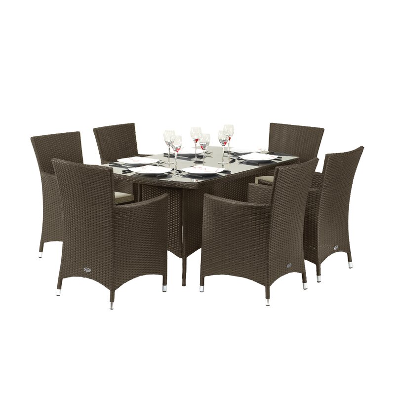 【Furniture】Rectangular 6 - Person 150Cm Long Dining Set with Cushions