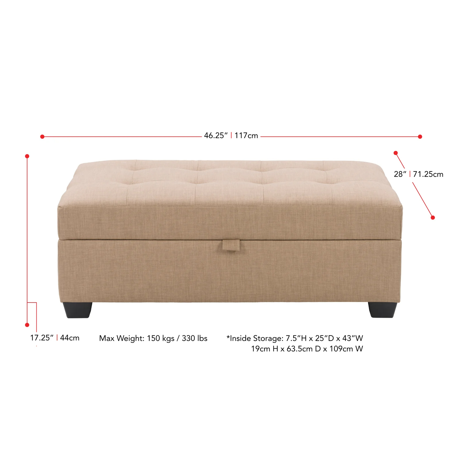 【Furniture】Lacour Upholstered Storage Ottoman