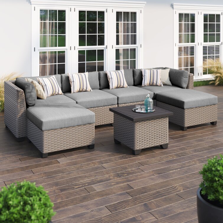 Merlyn High-Density Polyethylene (HDPE) Wicker 5 - Person Seating Group with Cushions