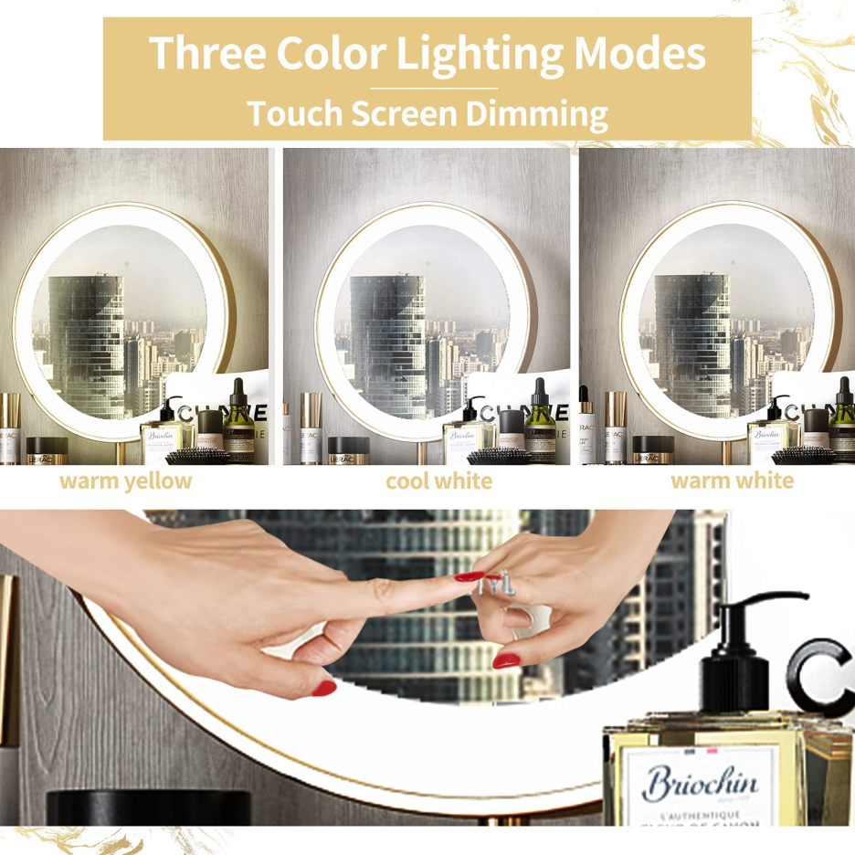 【Furniture】Dresser Table Vanity Makeup Table Set Makeup with 5 Drawers Dressing Table with Lighted Mirror