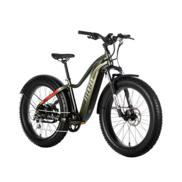 AVENTON - AVENTURE STEP-OVER EBIKE W/ 45 MILE MAX OPERATING RANGE AND 28 MPH MAX SPEED - LARGE - CAMOUFLAGE GREEN