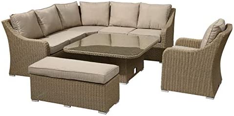 【Furniture】Harper Casual Dining Corner Sofa Set with Fire Pit Table