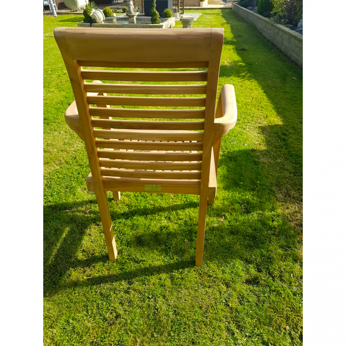 Teak extending table with 8 stacking chairs