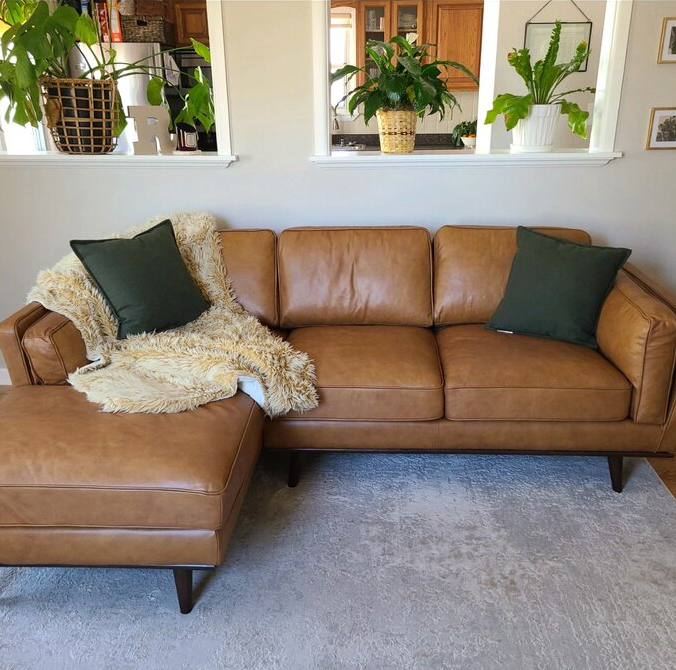 Marquette 92.9″ Wide Genuine Leather Sofa & Chaise
