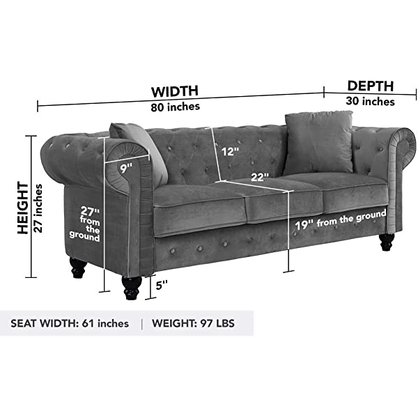 Divano Roma Classic Sofas, Large, Grey