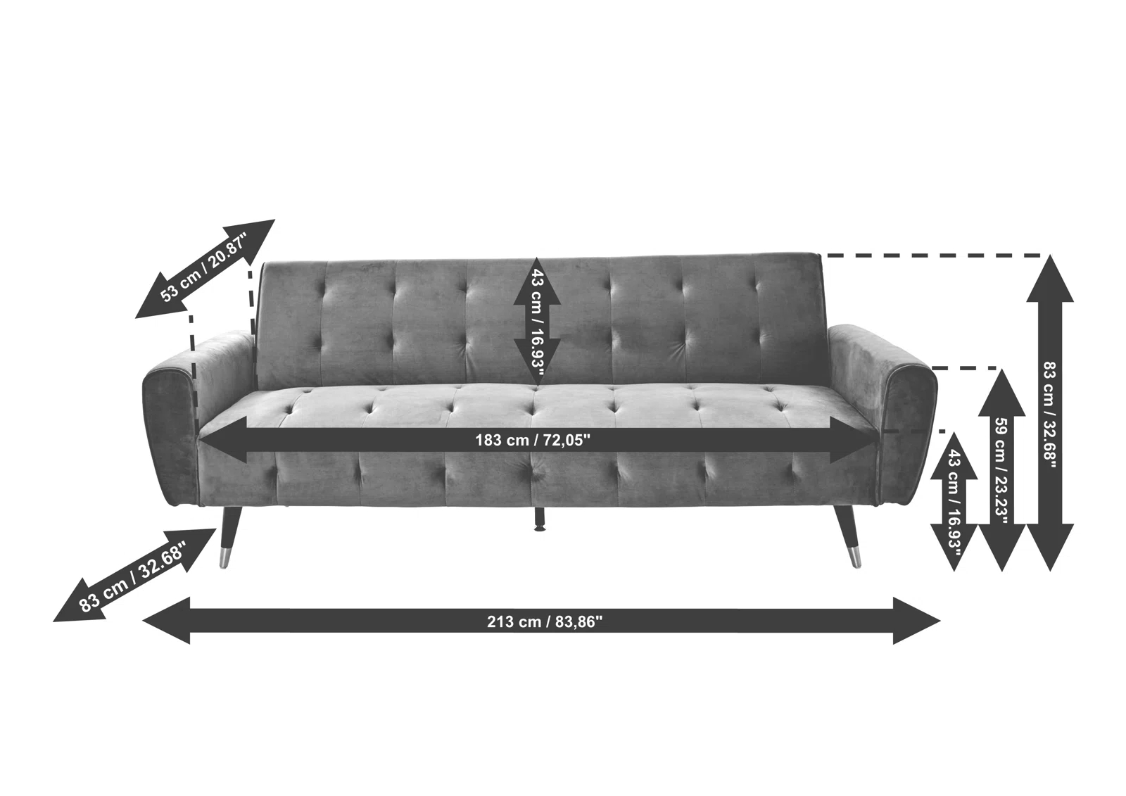 【Furniture】83.86'' Upholstered