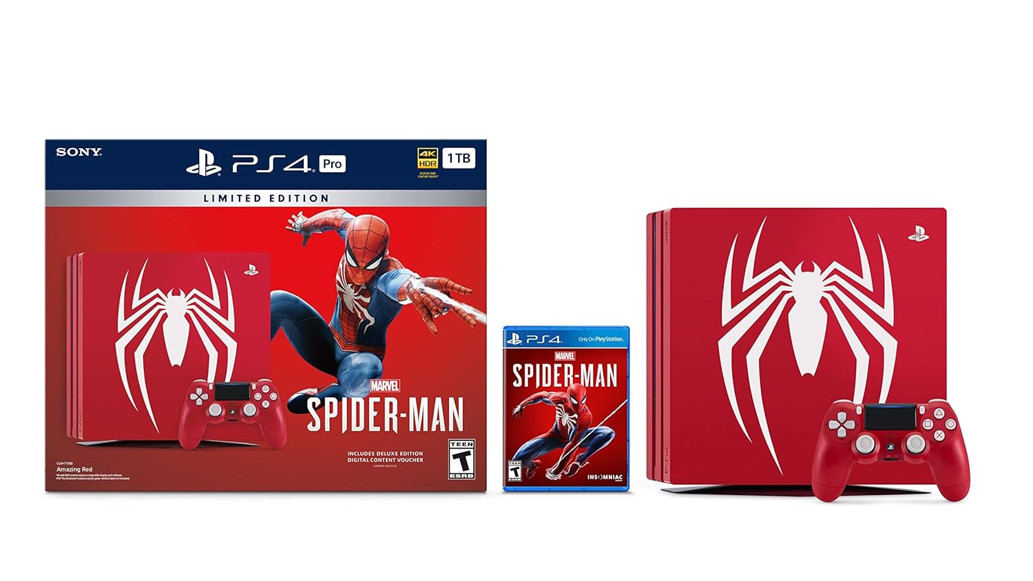 PlayStation 4 Pro 1TB Limited Edition Console - Marvels Spider-Man Bundle