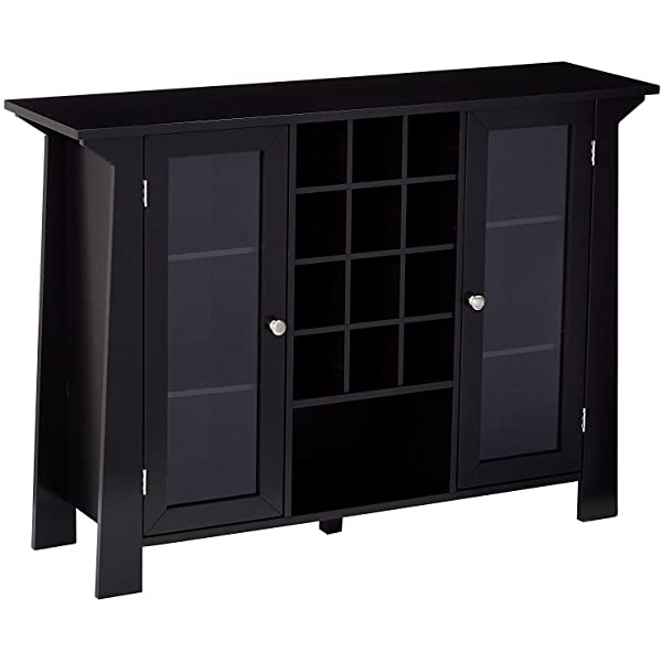 Kings Brand Furniture Matanuska Wood Buffet Bar Cabinet with Wine Storage, Black