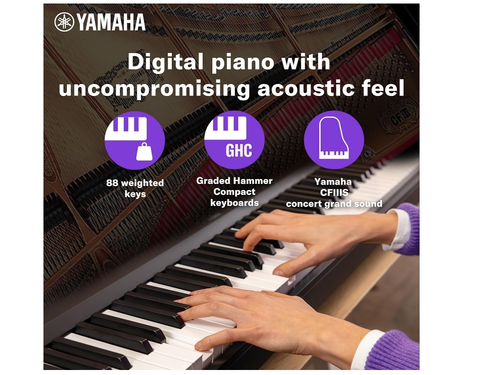 P-145 Digital Piano, Black - Lightweight, Portable digital piano with Graded-Hammer-Compact keyboard, 88 weighted keys and 10 instrument sounds