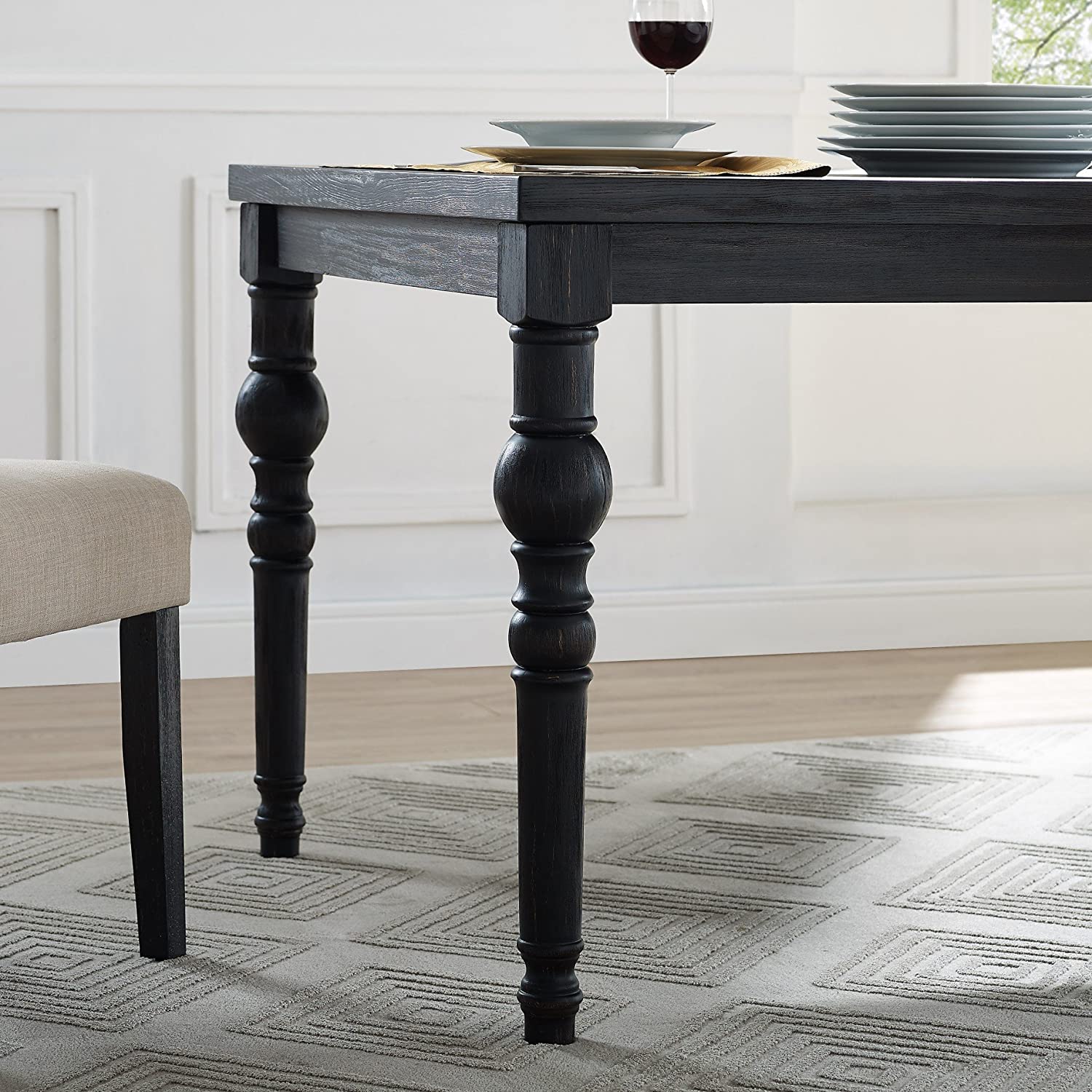 Roundhill Furniture Leviton Urban Style Dining Set: Table and 6 Chairs