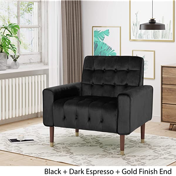 Christopher Knight Home Betsy Velvet Armchair, Modern Glam, Button-Tufted, Waffle Stitching, Raisin