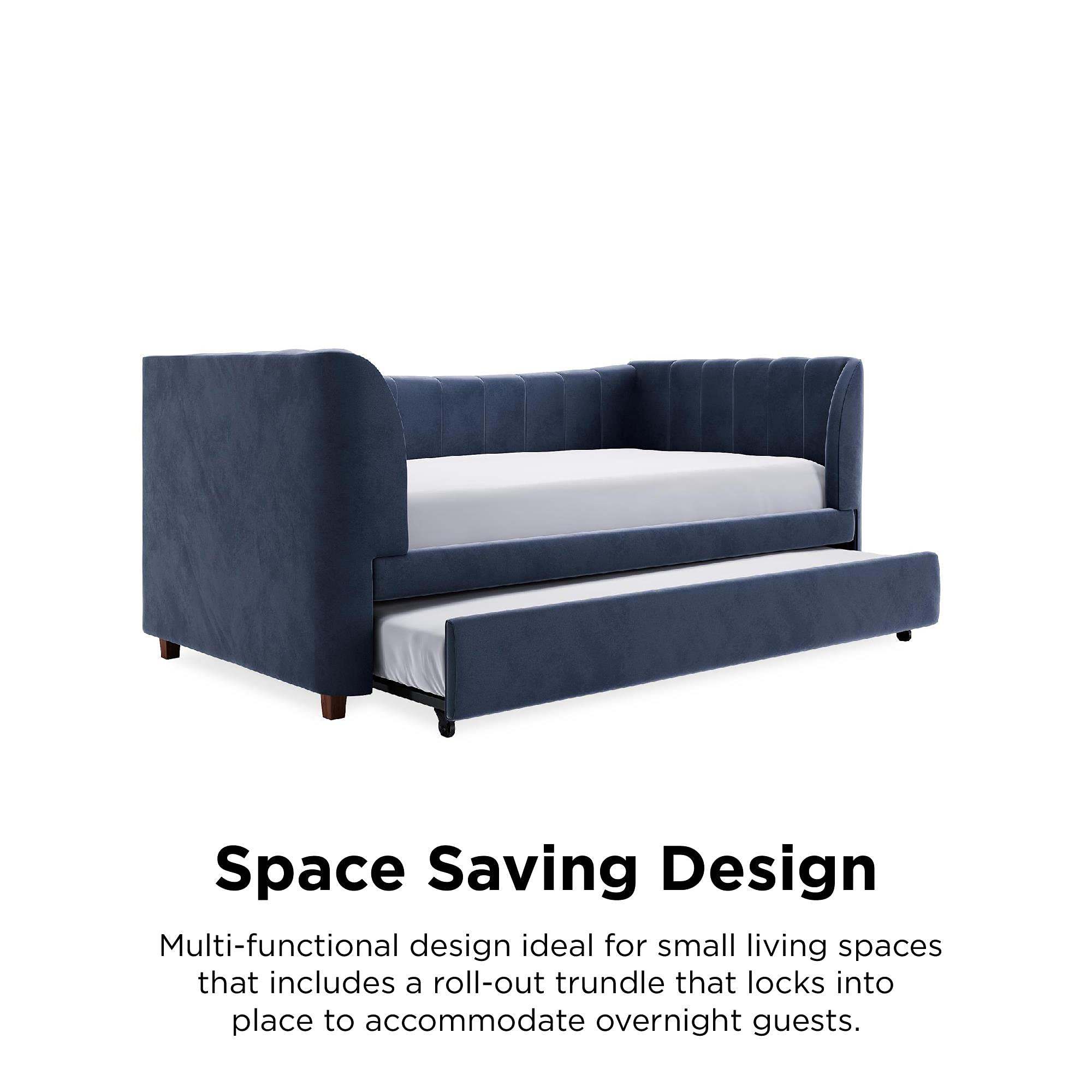 【Furniture】Valentina Upholstered Daybed with Trundle, Twin