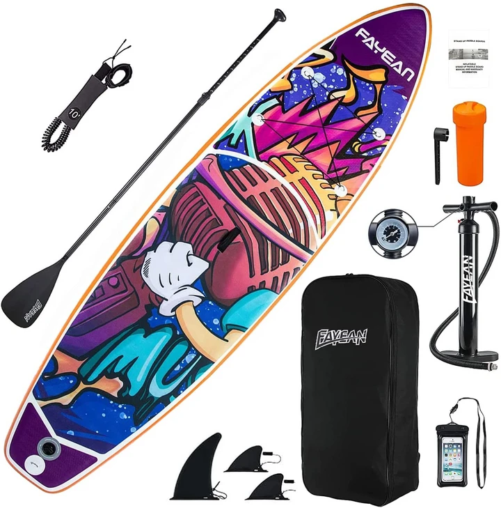 FAYEAN Inflatable Stand Up Paddle Board 11.5' x 32.7'' x 6'' SUP Round Board Includes Pump, Paddle, Backpack, Coil Straps, Carry Bag, Repair Kit & Waterproof Case