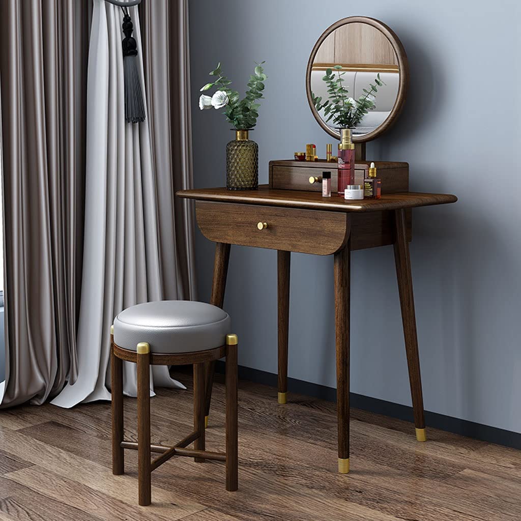 【Furniture】Bedroom Table Vanity Desk Set Wooden Dresser Ladies Dresser with Stool, Drawer, Mirror Dresser Desk