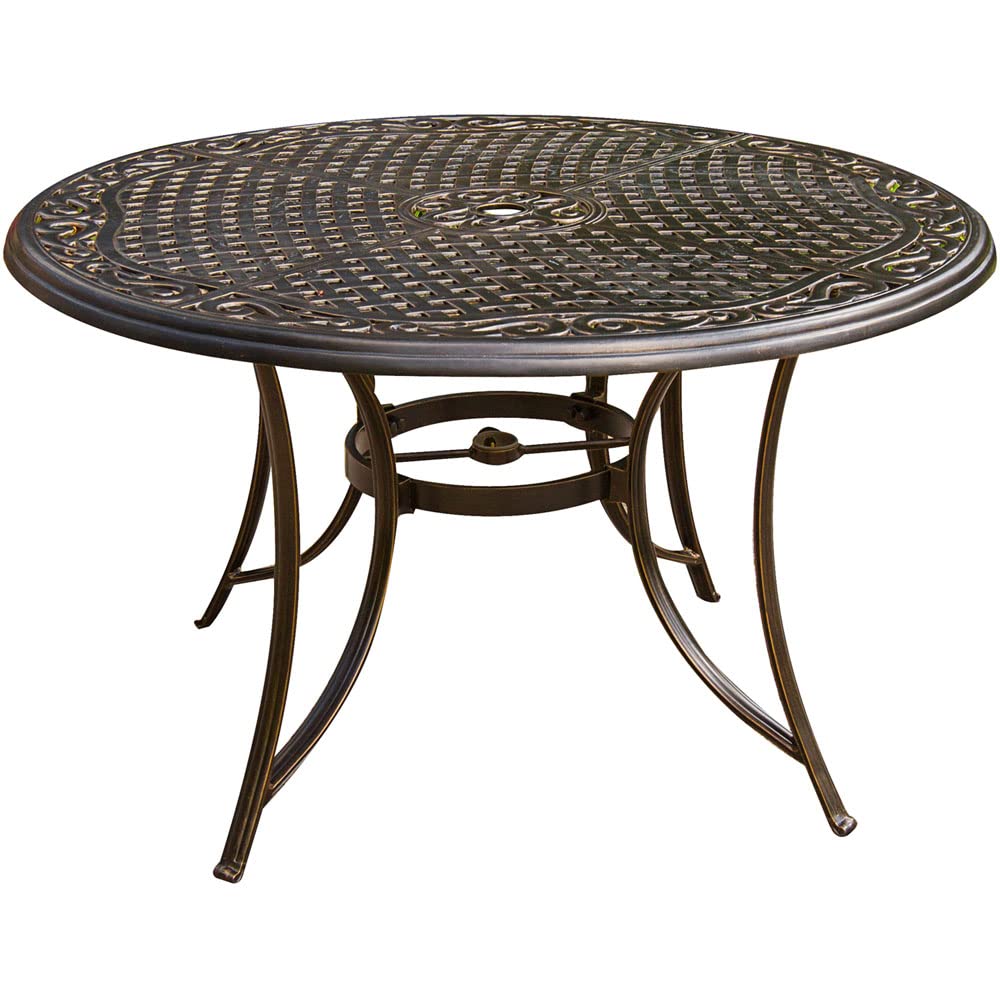 【Home&Garden】5-Piece Cast Aluminum Outdoor Patio Dining Set, 4 Swivel Rocker Chairs & 48 Round Table