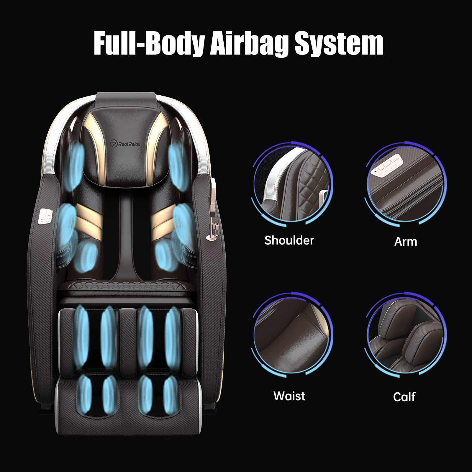 【Furniture】Real Relax Massage Chair, Zero Gravity SL Track Massage Chair, Full Body Shiatsu Massage Recliner