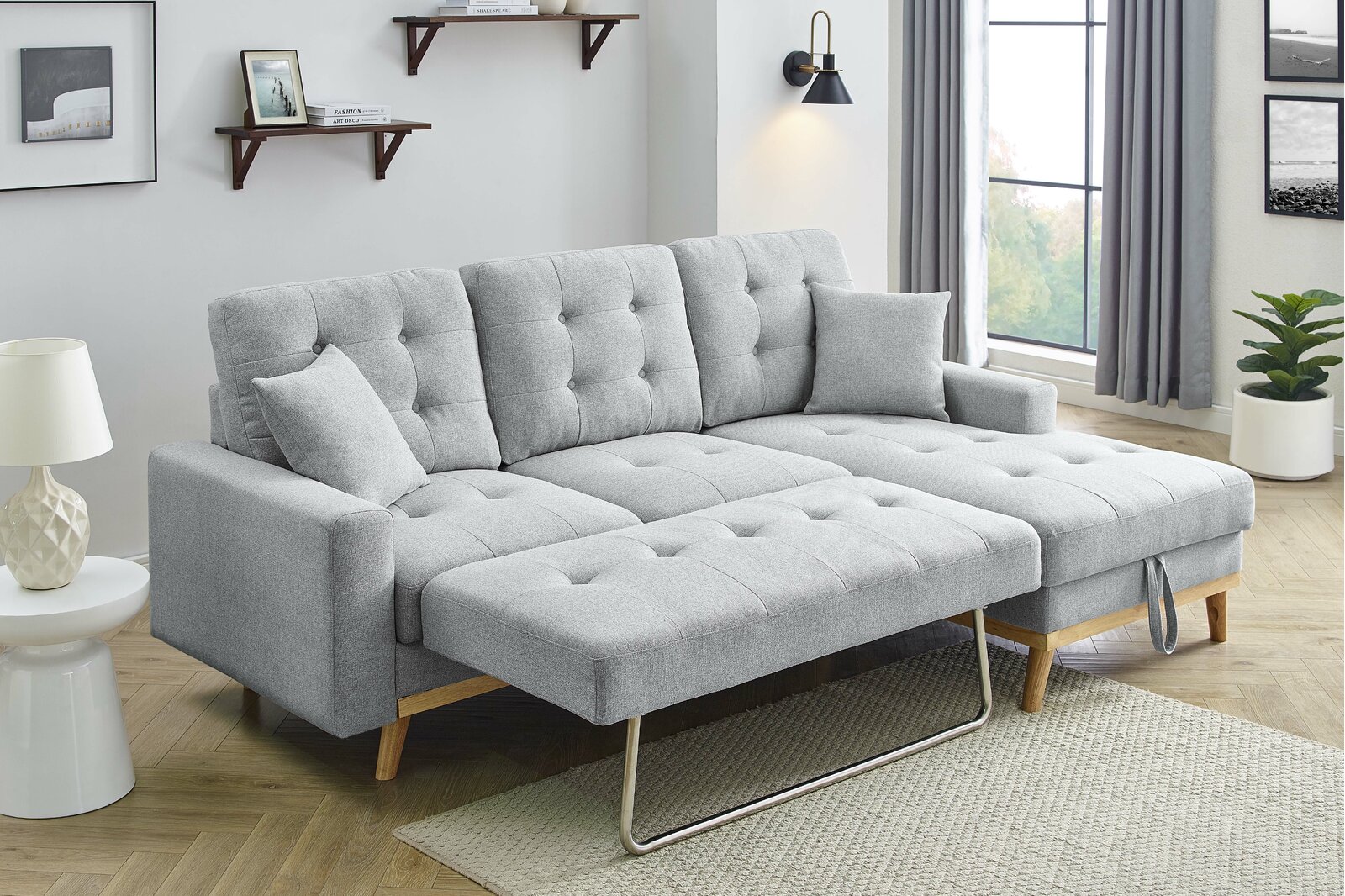 【Furniture】Jaheim 91'' Upholstered Sleeper Sofa