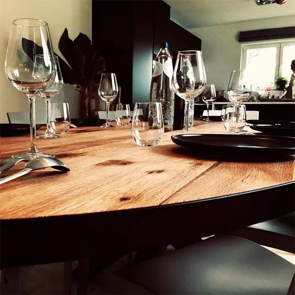 【Furniture】Oval Dining Table and Metal Belt (240×120)