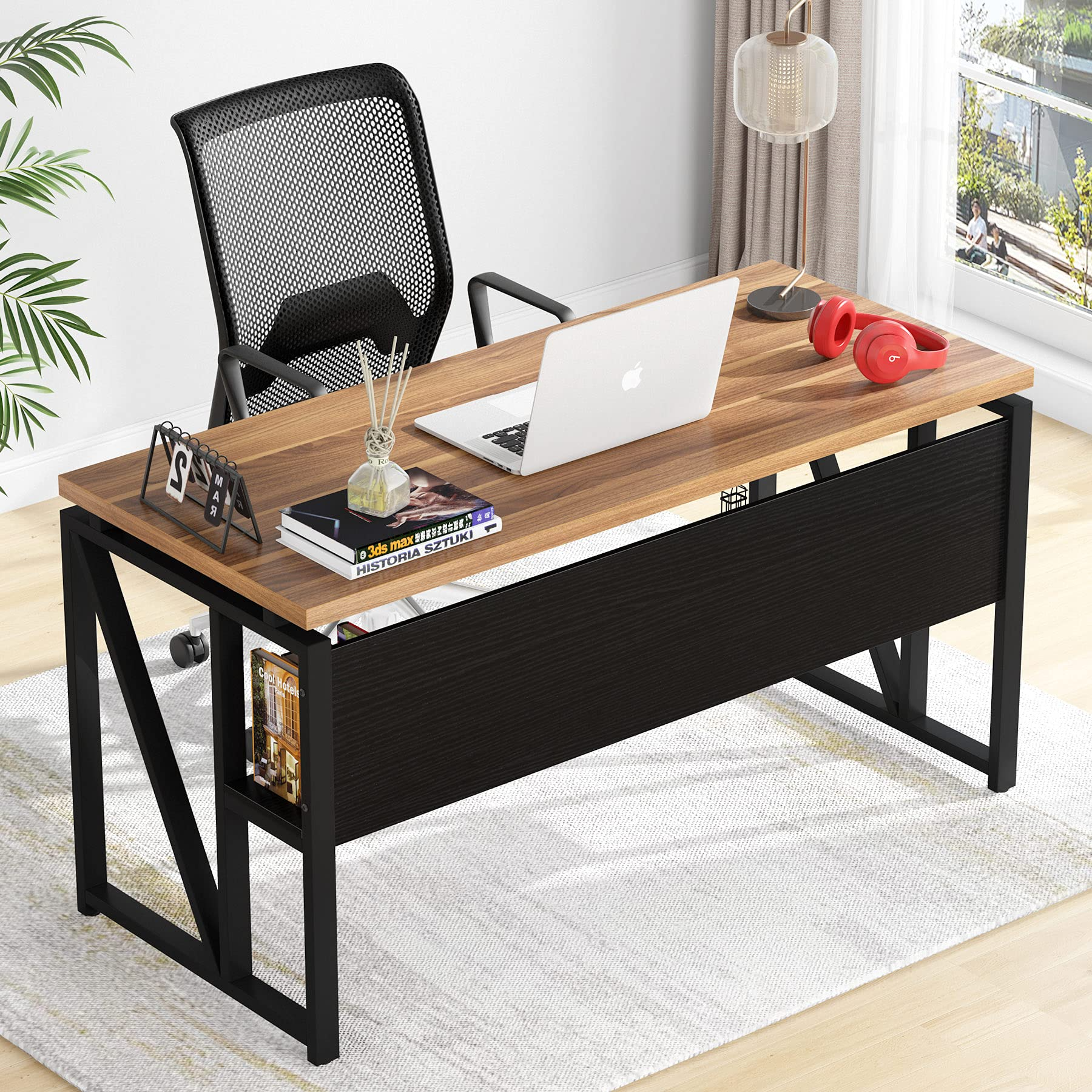 【Furniture】L Shaped Desk with Drawer Cabinet, 55