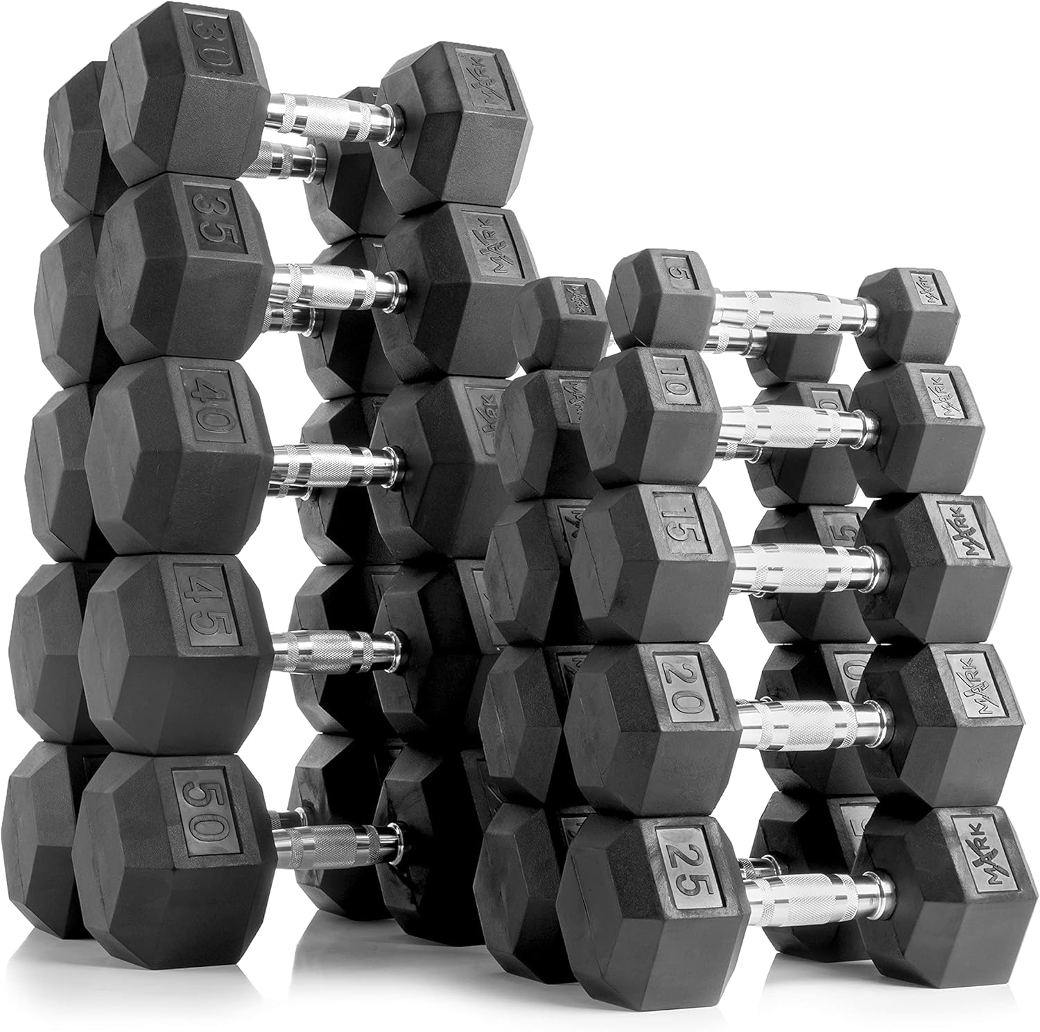 XMARK Dumbbell Pair Weight Sets, 380 lbs (7 Pair) to 550 lbs (10 Pair) Hand Weights, Dumbbell Sets with Weight Storage or Available Individually, Complete Your Home Gym with an Adjustable Weight Bench