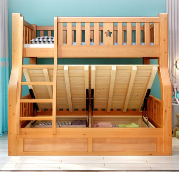 【Furniture】Dylan Kids Bunk Beds, with Guard Rail and Ladder,Wood, Twin Over Twin, Espresso