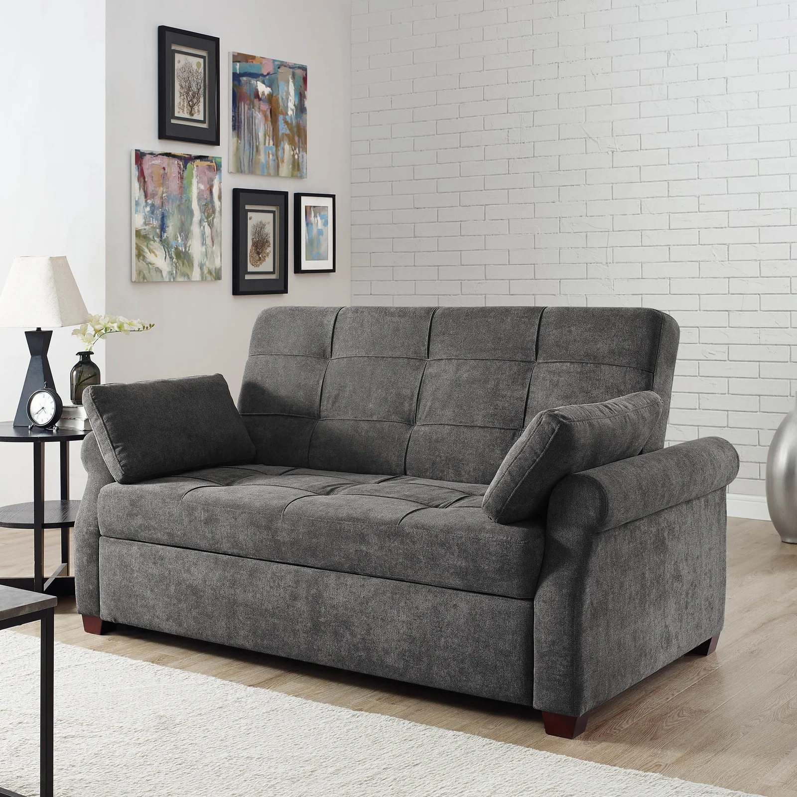 Serta Sabrina 72.6'' Queen Rolled Arm Tufted Back Convertible Sleeper Sofa with Cushions