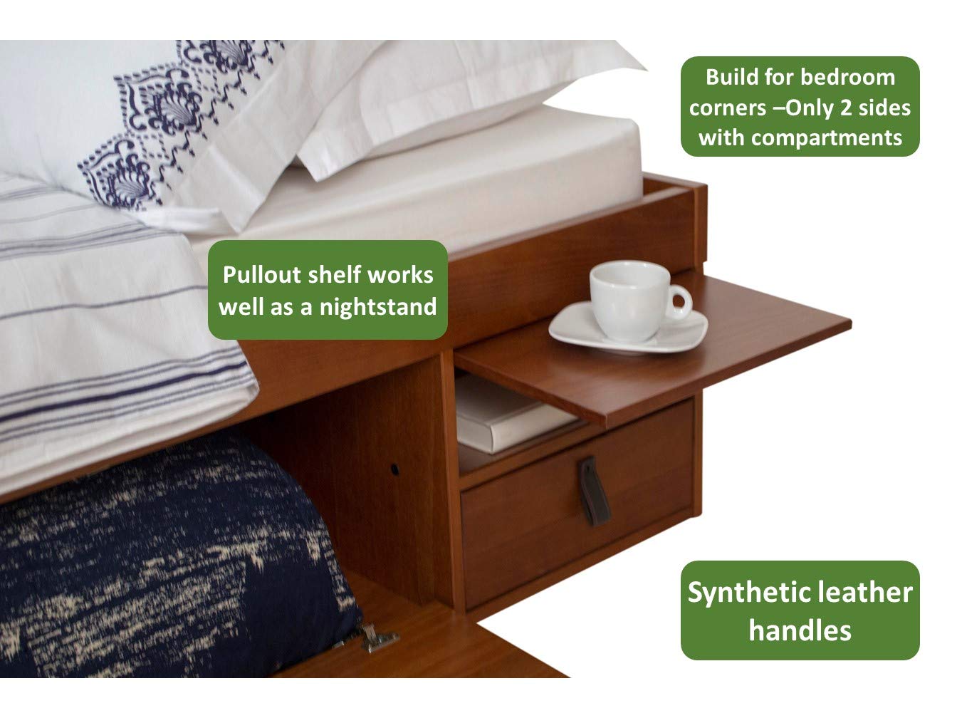 【Furniture】Bali Storage Platform Bed with Drawers