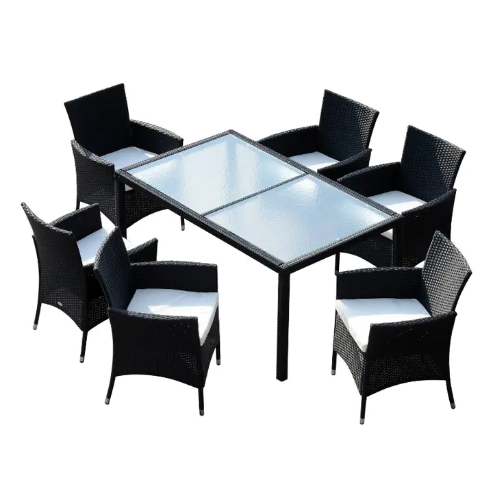 【Furniture】Outsunny 7pcs Outdoor Rattan Dining Set Wicker Furniture