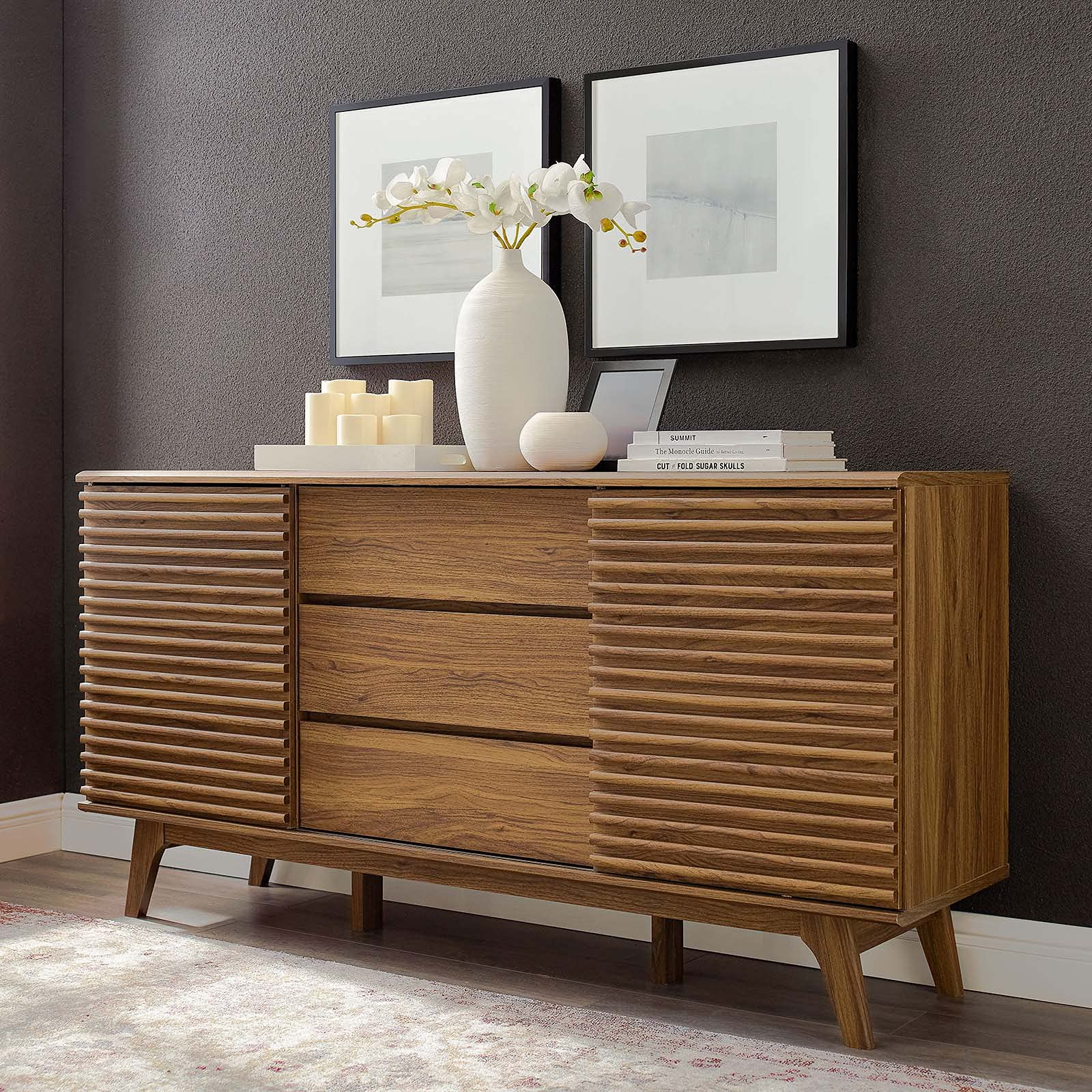 【Furniture】【BS】Carson Carrington Lagered Sideboard Buffet Table - Walnut