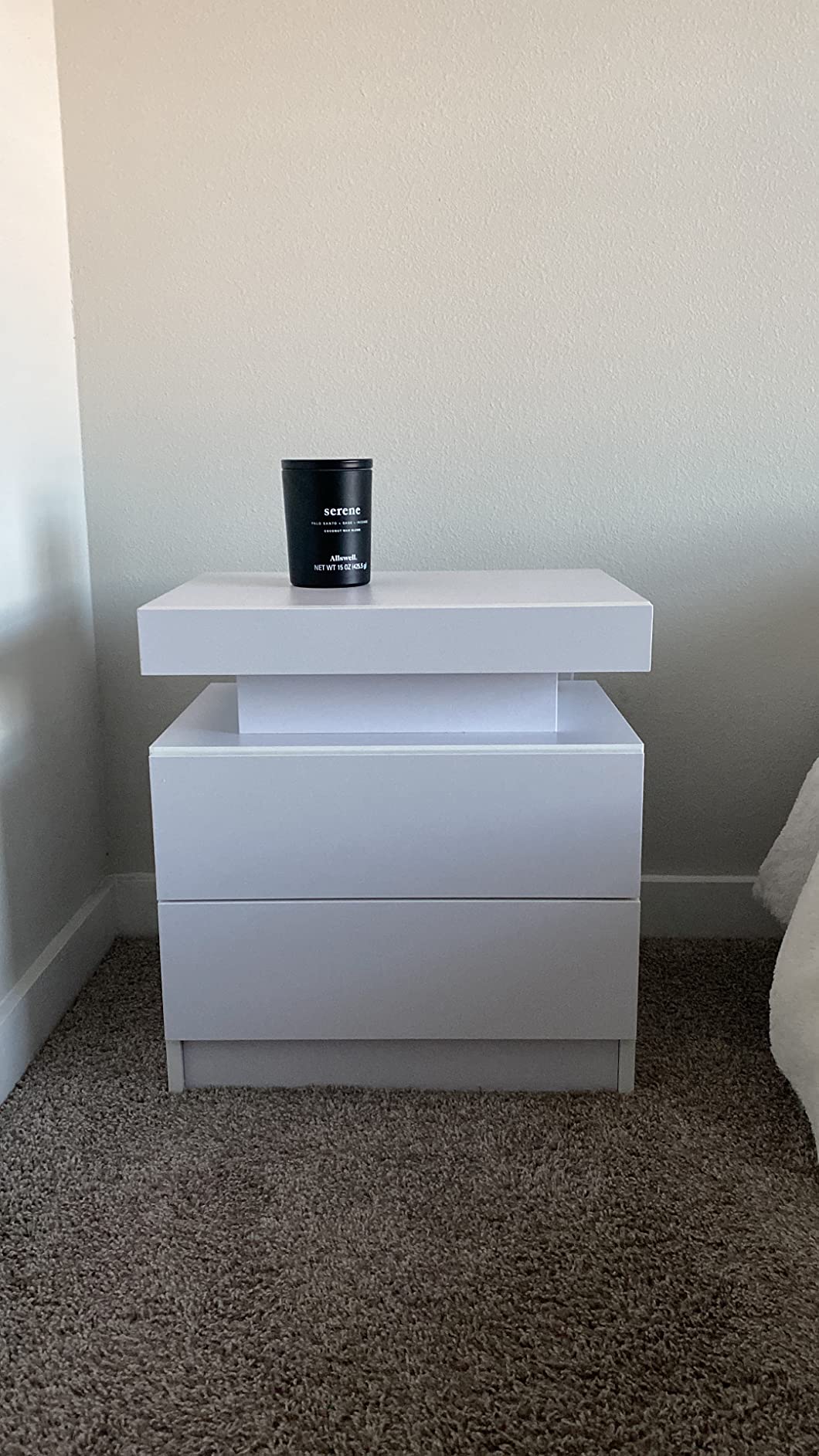 【Furniture】Nightstand Set of 2 LED Nightstand with 2 Drawers, Bedside Table with Drawers for Bedroom Furniture