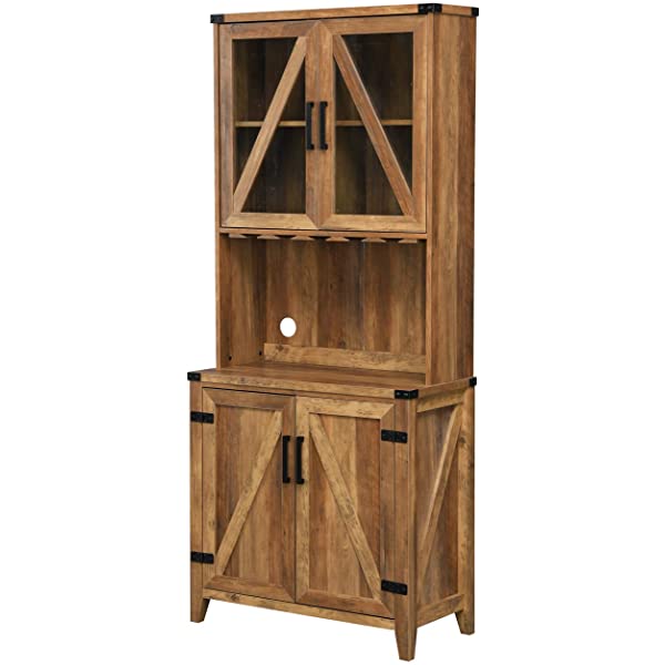 Mahogany Bar Cabinet with Upper Glass Cabinet