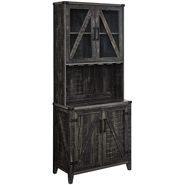 Mahogany Bar Cabinet with Upper Glass Cabinet