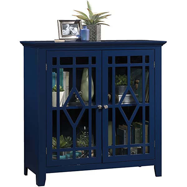 Sauder Shoal Creek Display Cabinet, Indigo Blue finish