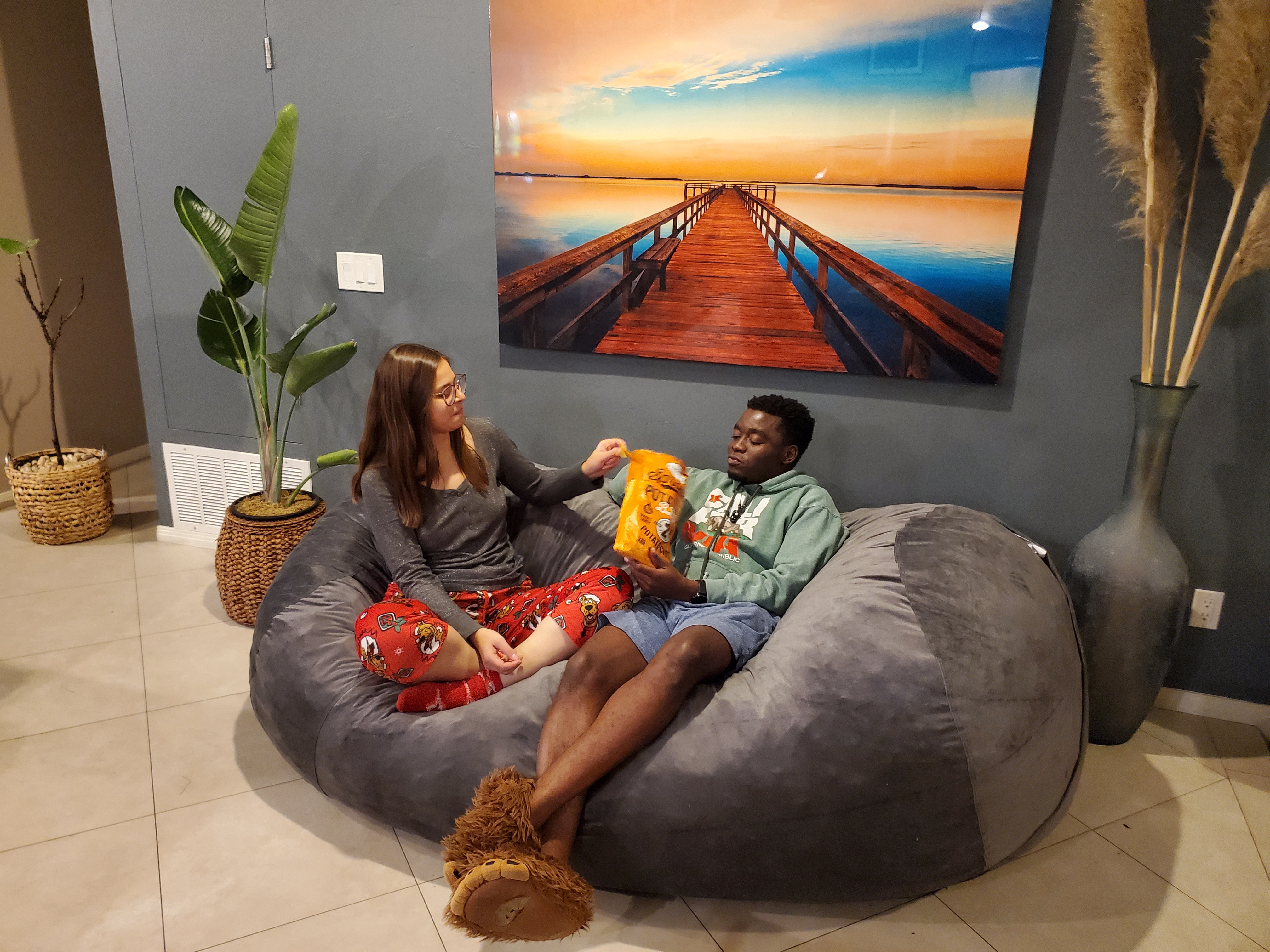 【Furniture】Sofa Sack - Plush Bean Bag Sofas with Super Soft Microsuede Cover - XL Memory Foam Stuffed Lounger Chairs