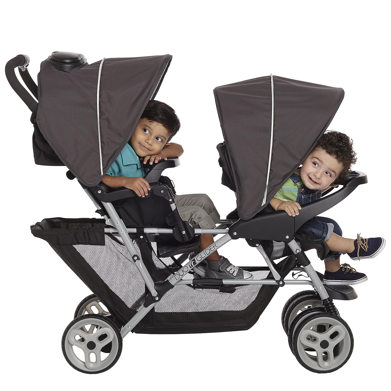 Graco DuoGlider Double Stroller | Lightweight Double Stroller with Tandem Seating, Glacier & SnugRide 35 Lite LX Infant Car Seat, Studio