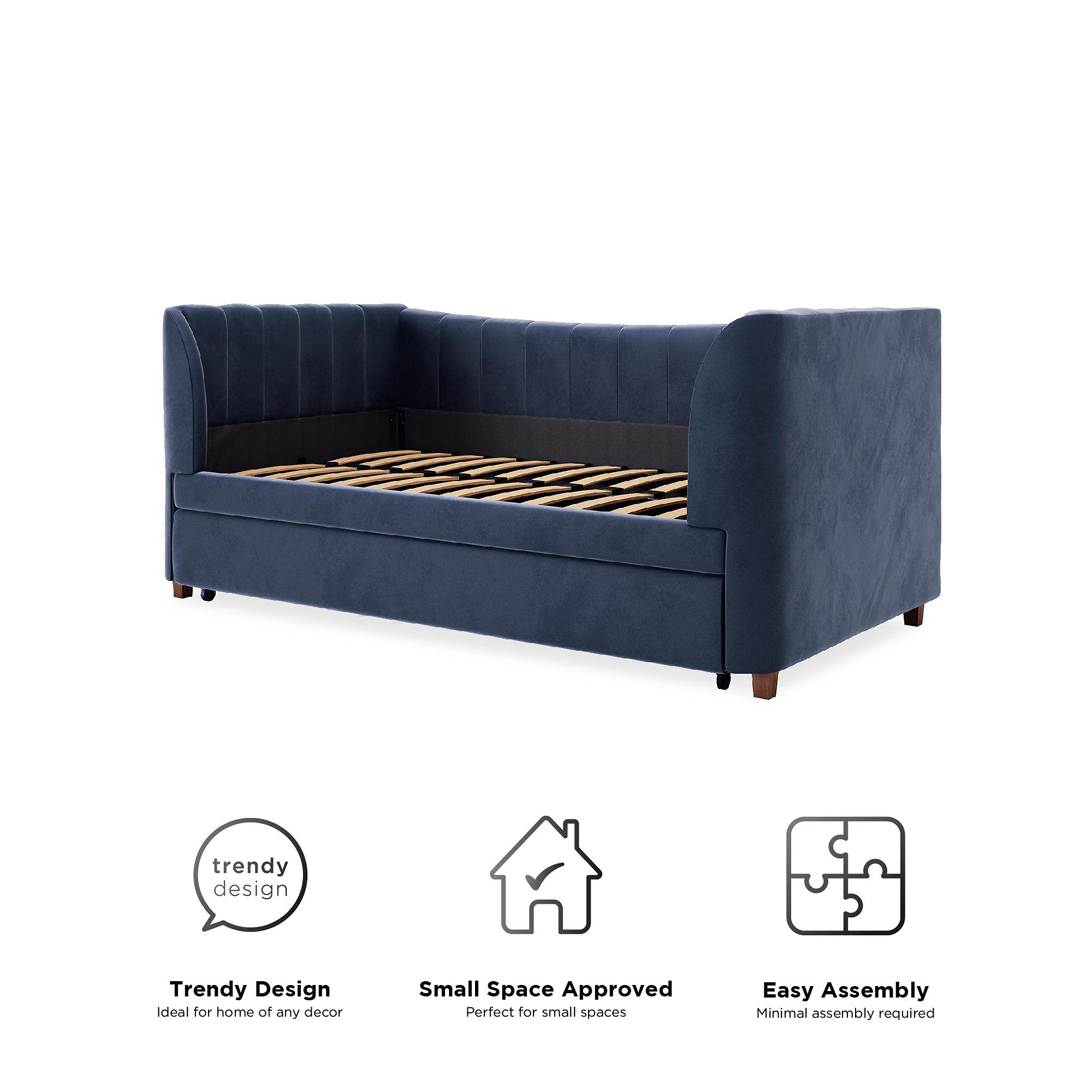 【Furniture】Valentina Upholstered Daybed with Trundle, Twin