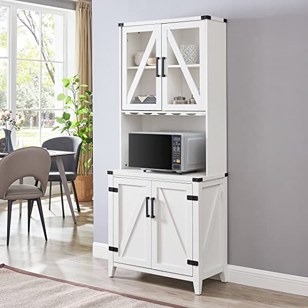 Mahogany Bar Cabinet with Upper Glass Cabinet