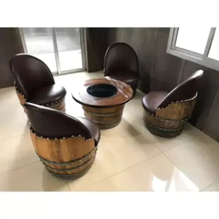 【Home&Garden】4 Chair Half Barrel Lounge Set