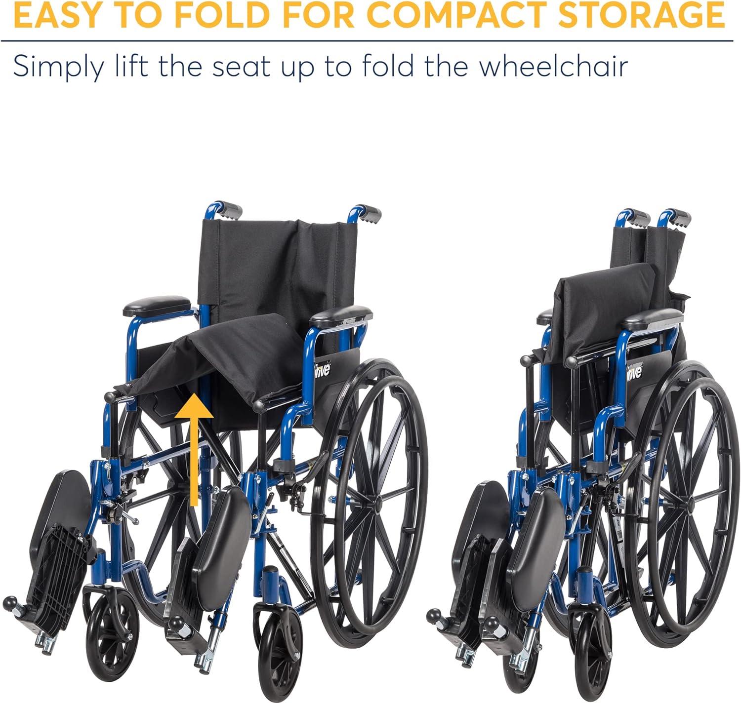 Drive Medical BLS18FBD-ELR Blue Streak Lightweight Wheelchair with Swing-Away Elevating Leg Rests and Flip-Back Arms