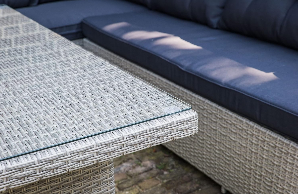 Backyard Furniture Barcelona Luxury 10 Seater Casual Dining Rattan Garden Set with Cushions, Grey/Brown, 191 x 177 x 87 cm