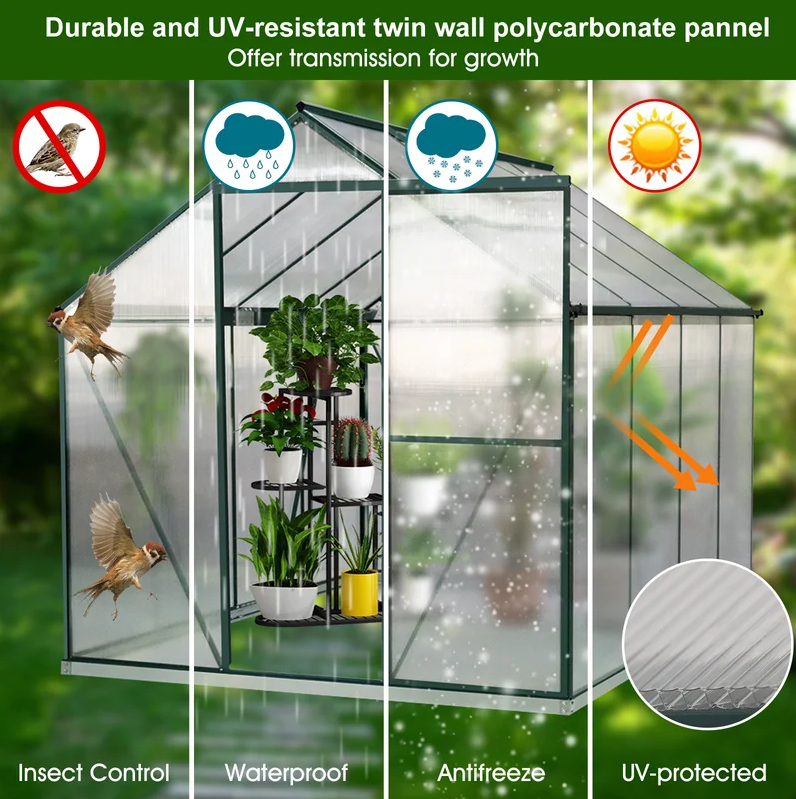 6.07' W x 8.17' D Hobby Greenhouse