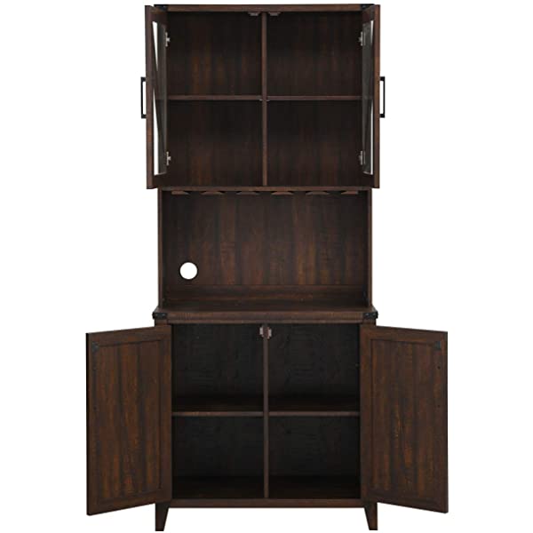 Mahogany Bar Cabinet with Upper Glass Cabinet
