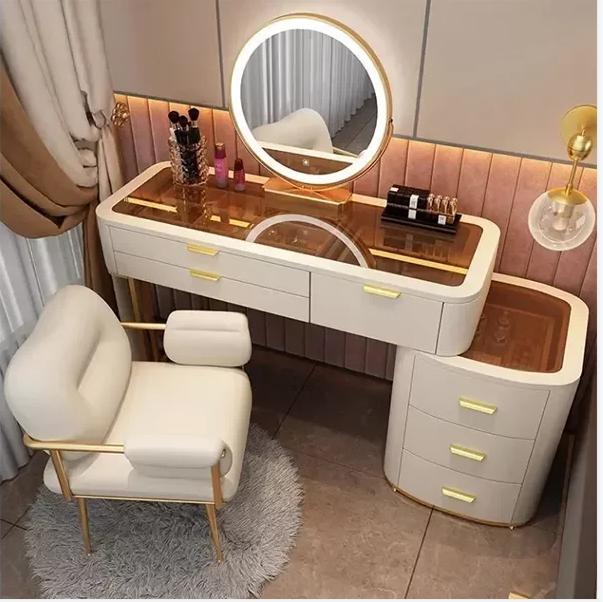 GLASS DRESSING TABLE LIGHT LUXURY LUXURY BEDROOM MODERN MINIMALIST MAKEUP TABLE STORAGE CABINET