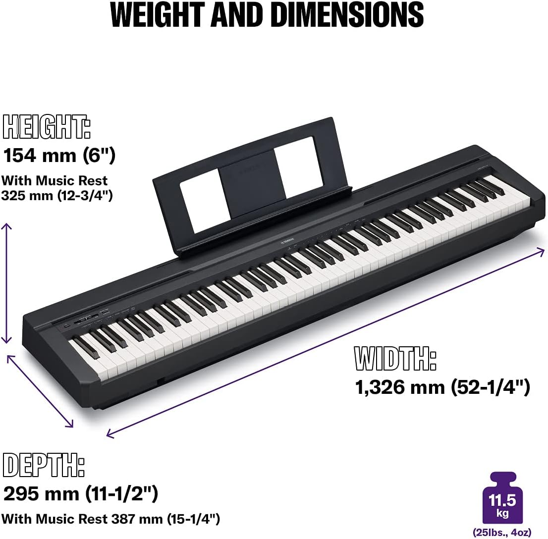 P-45B Digital Piano - Light and Portable Piano for Hobbyists and Beginners, in Black