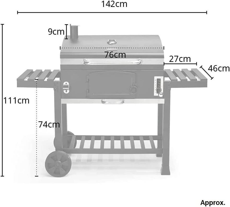 CosmoGrill Outdoor XXL Smoker Barbecue Charcoal Portable BBQ Grill Garden