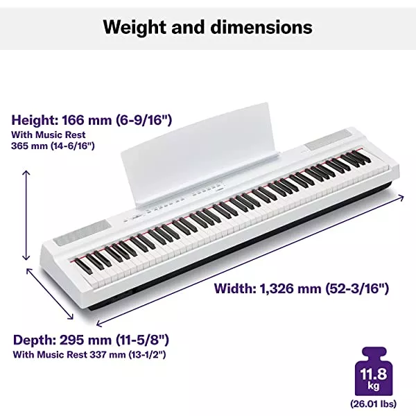 P125 88-Key Weighted Action Digital Piano with Power Supply and Sustain Pedal